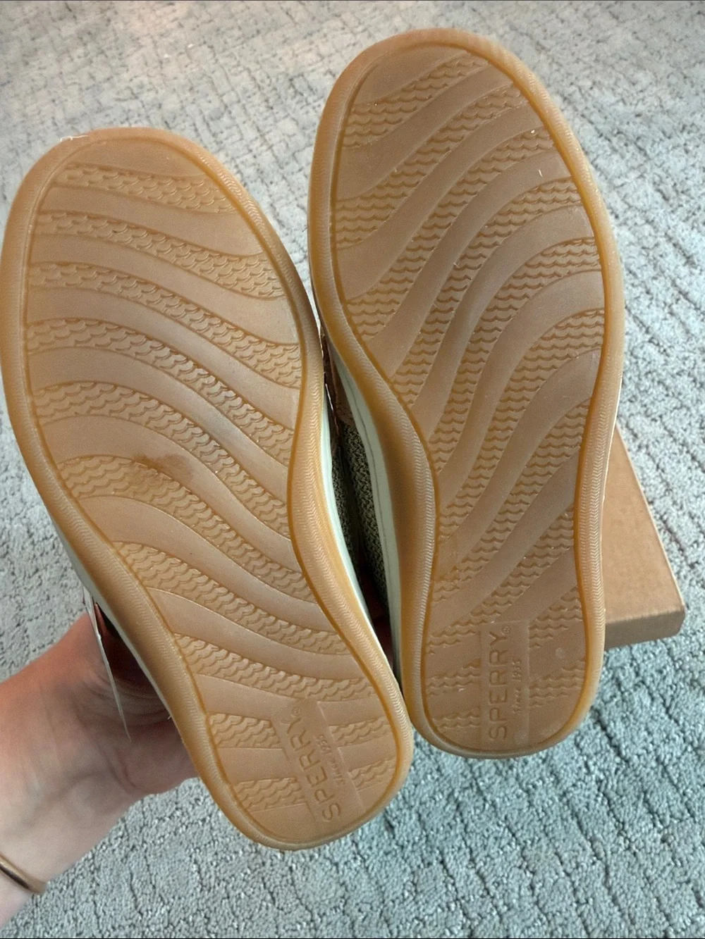 Sperry Kids Tan and Cream No-Tie Moccasin Boat Shoes